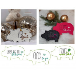 Stickserie ITH - Anhänger Glücksschwein Schwein